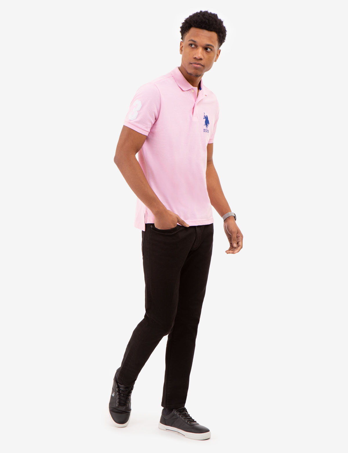 Classic Cotton Polo Shirt with Bold Logo & Side Vents | Big Logo Style
