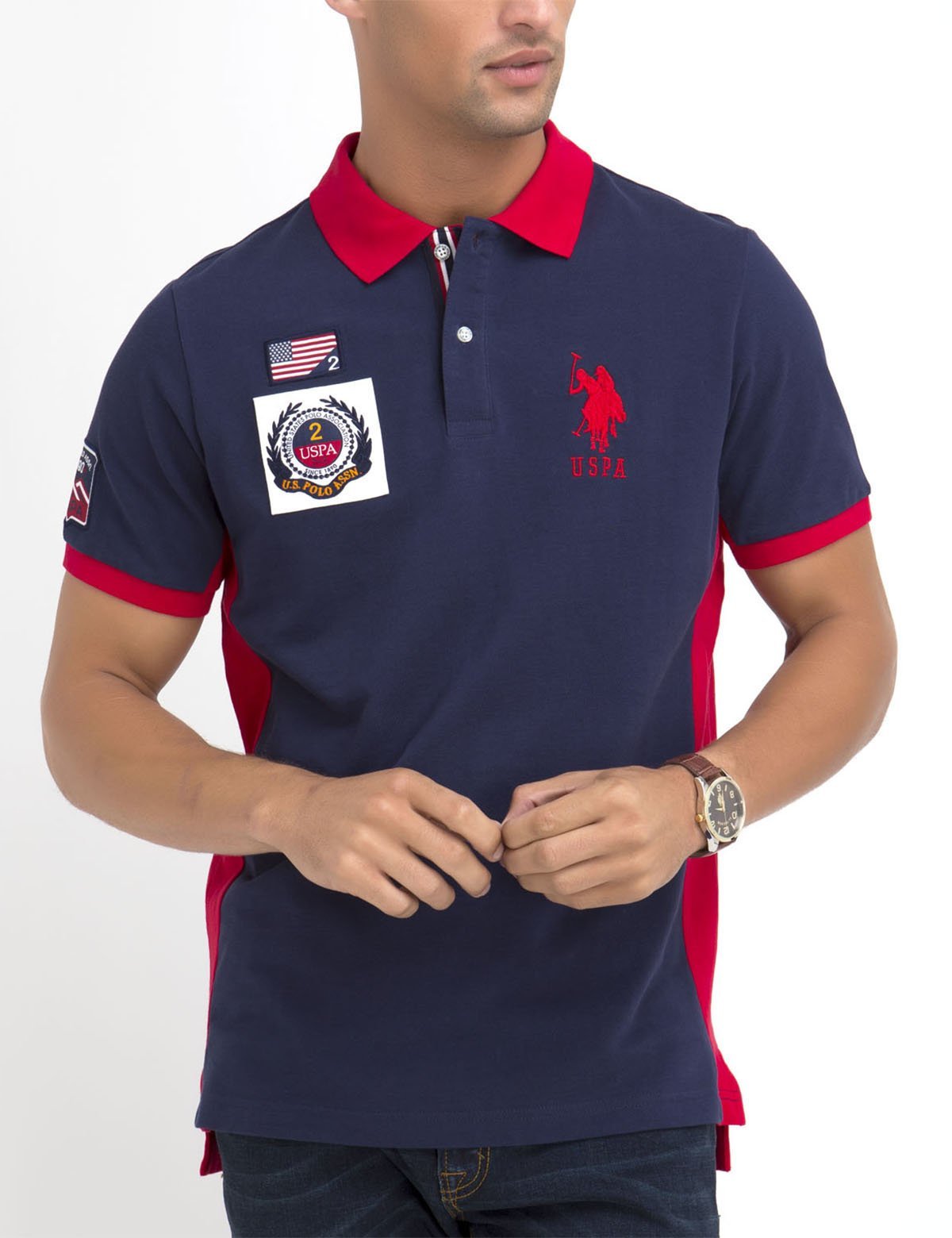 Men's Flag Patch Polo Shirt | 100% Cotton Pique