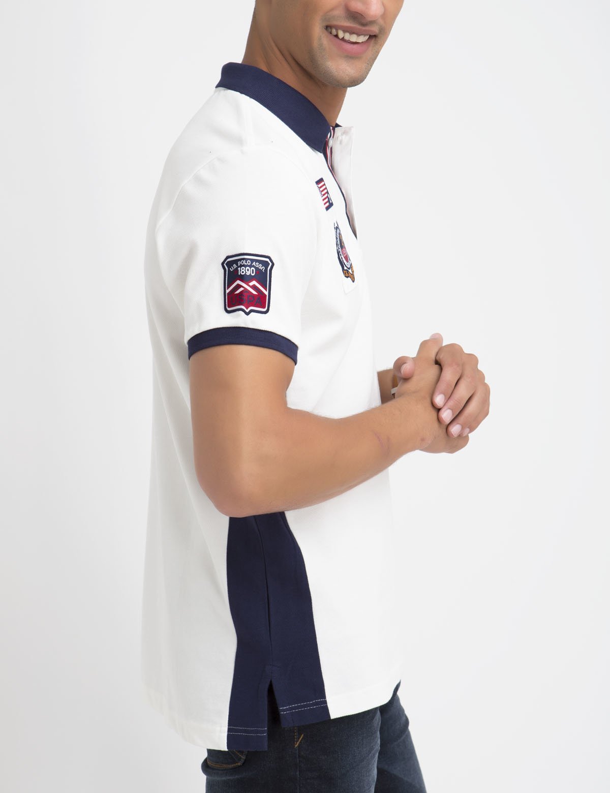 Men's Flag Patch Polo Shirt | 100% Cotton Pique