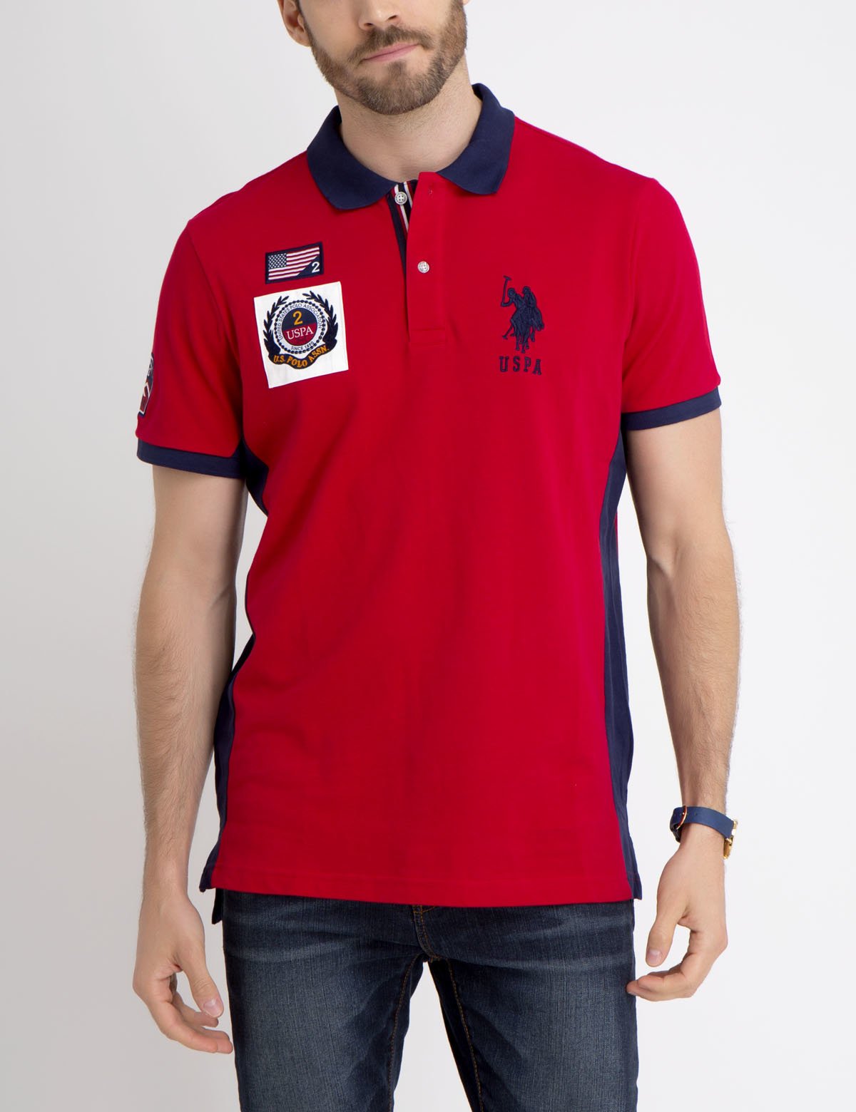 Men's Flag Patch Polo Shirt | 100% Cotton Pique