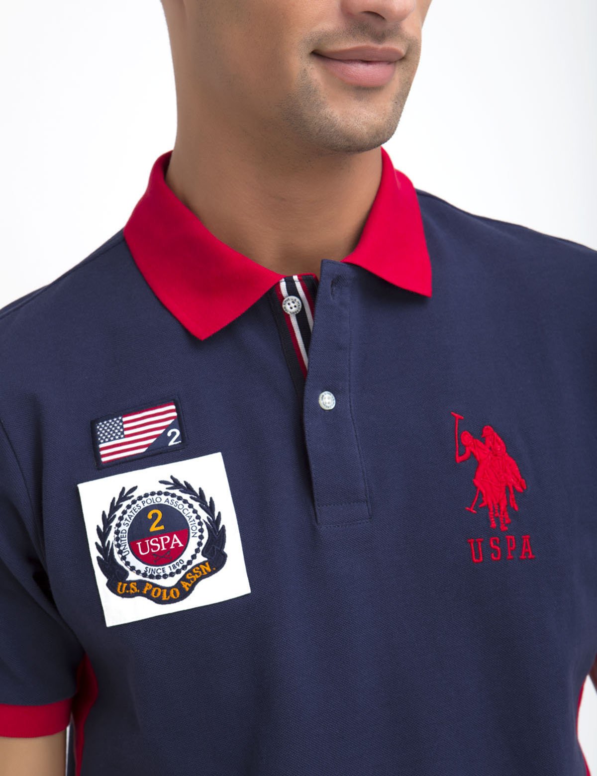 Men's Flag Patch Polo Shirt | 100% Cotton Pique