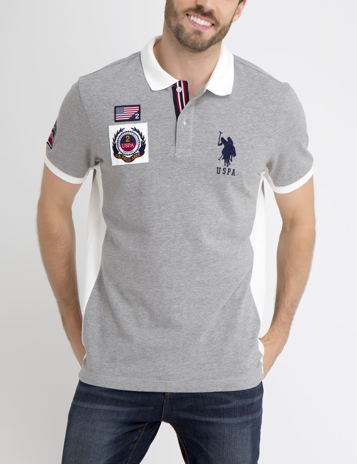 Men's Flag Patch Polo Shirt | 100% Cotton Pique