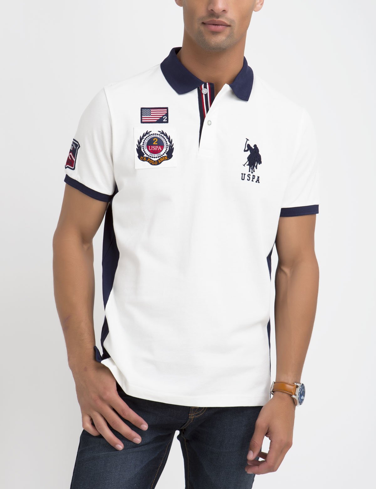 Men's Flag Patch Polo Shirt | 100% Cotton Pique