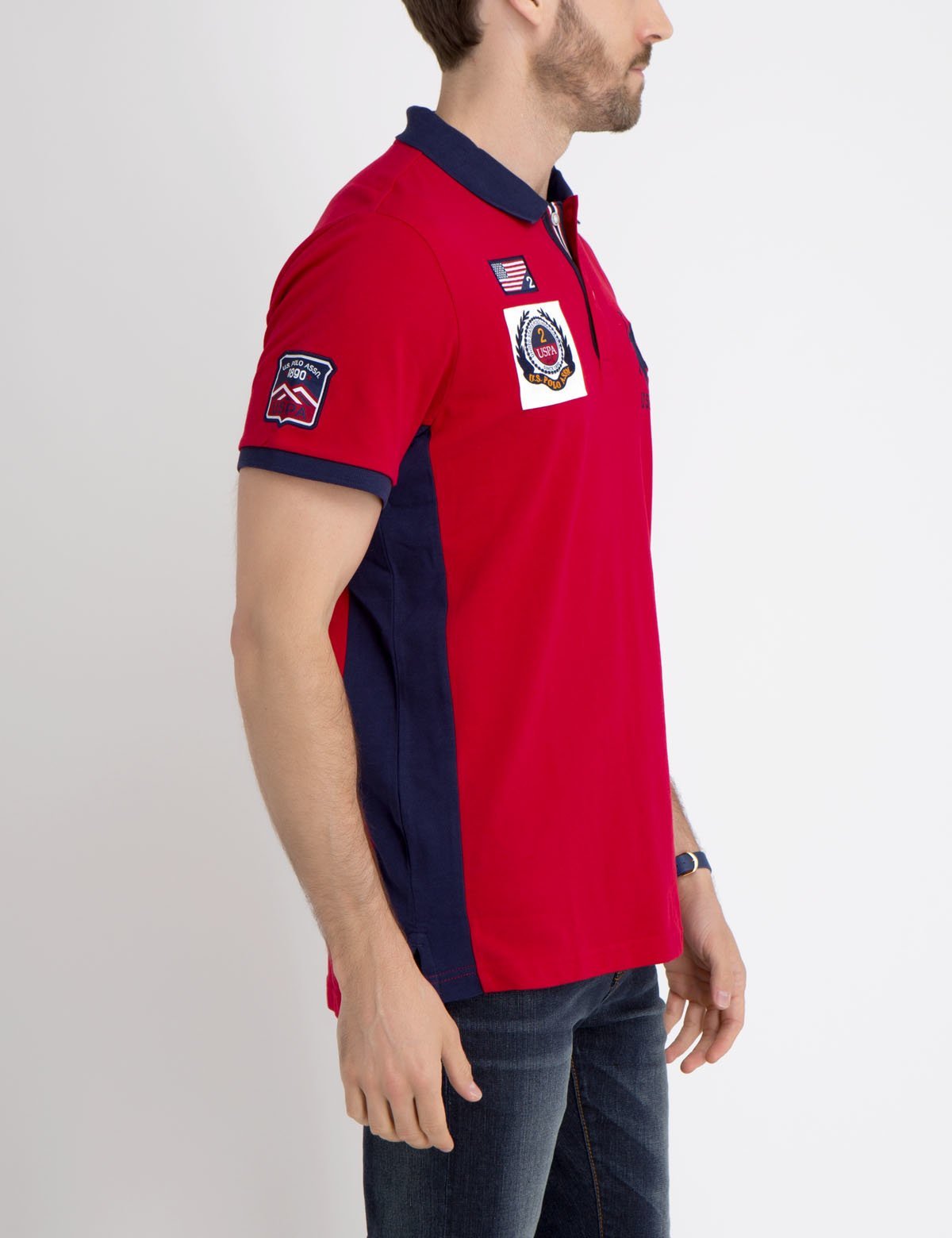 Men's Flag Patch Polo Shirt | 100% Cotton Pique