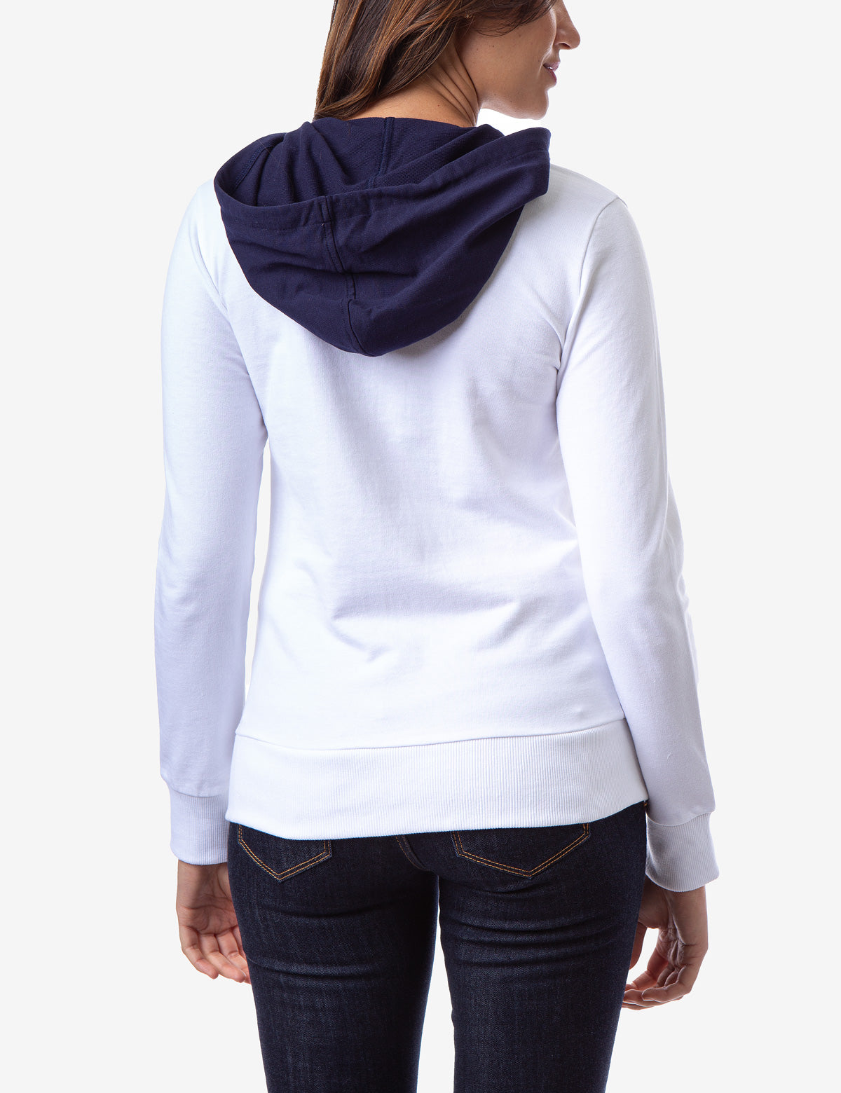 Flag Patch Zip Up Hoodie with Kangaroo Pockets & Contrast Hood