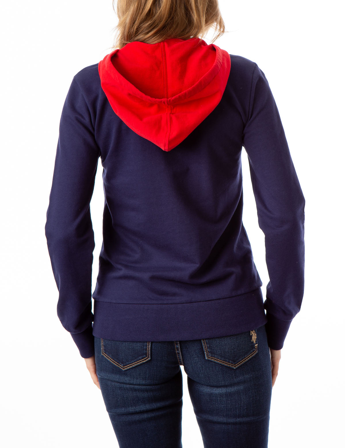 Flag Patch Zip Up Hoodie with Kangaroo Pockets & Contrast Hood
