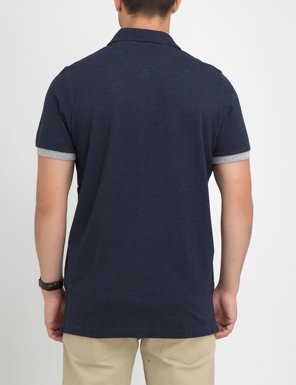 Flag Print Polo Shirt with Vegan Leather Logo | Short Sleeve