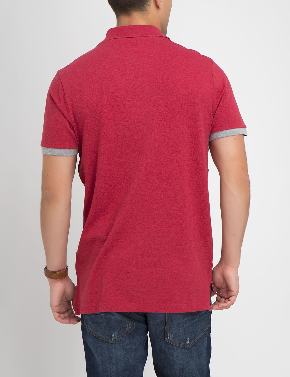 Flag Print Polo Shirt with Vegan Leather Logo | Short Sleeve
