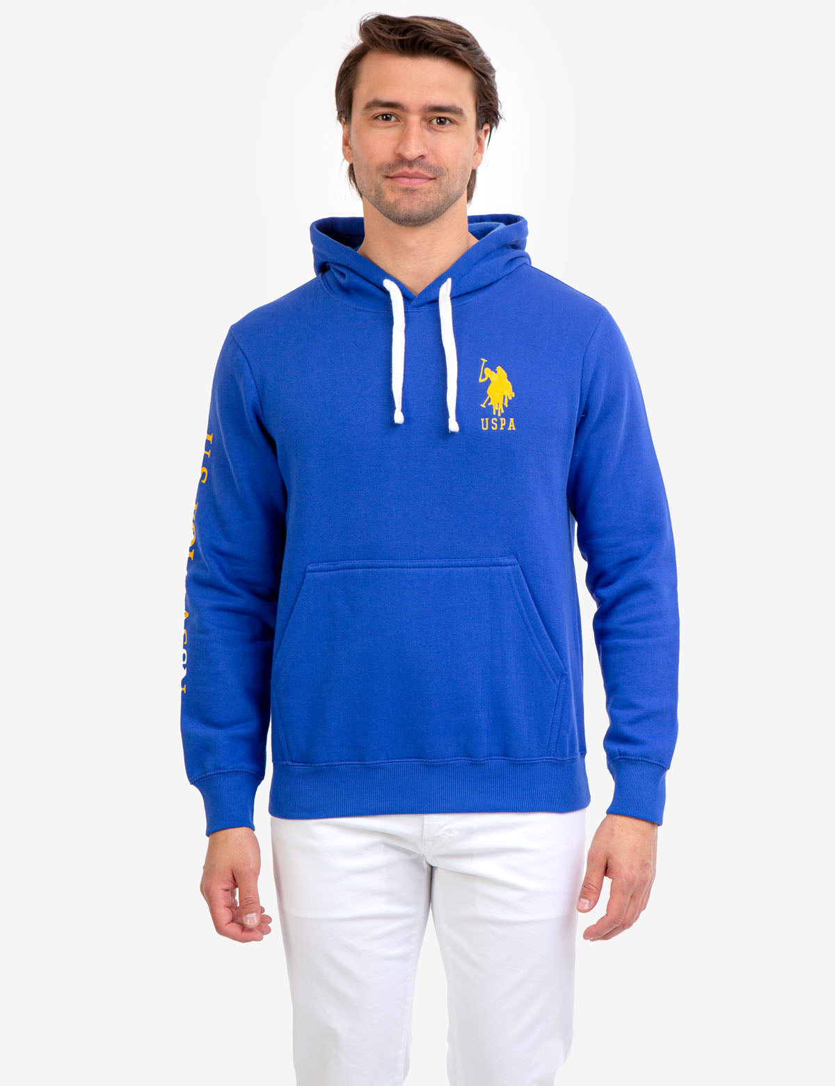 Fleece Pullover Hoodie with Kangaroo Pocket & Embroidered Logo