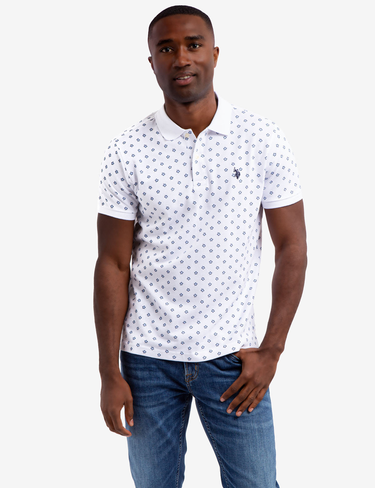 Floral Print Polo Shirt with Vented Sides & Embroidered Logo | Short Sleeve Casual Wear