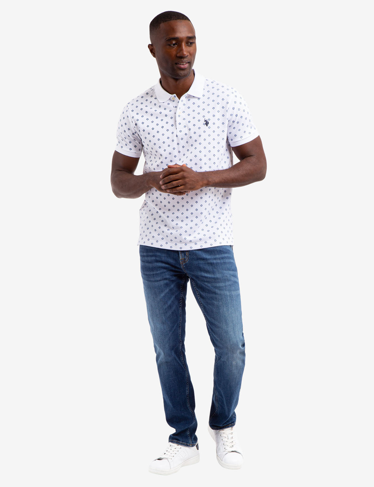 Floral Print Polo Shirt with Vented Sides & Embroidered Logo | Short Sleeve Casual Wear