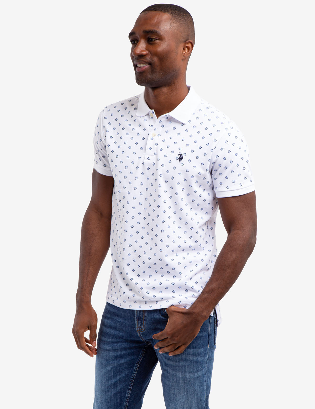 Floral Print Polo Shirt with Vented Sides & Embroidered Logo | Short Sleeve Casual Wear