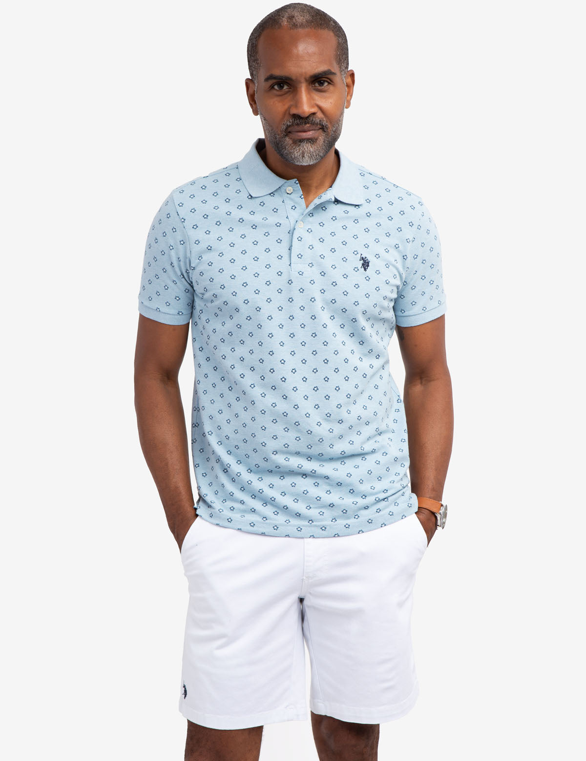 Floral Print Polo Shirt with Vented Sides & Embroidered Logo | Short Sleeve Casual Wear