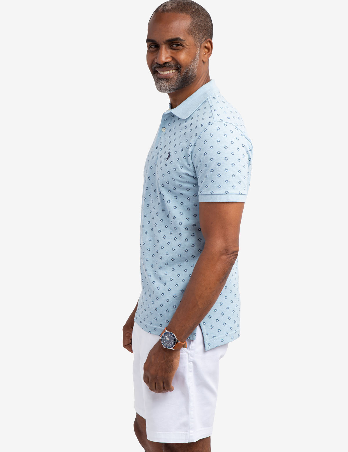 Floral Print Polo Shirt with Vented Sides & Embroidered Logo | Short Sleeve Casual Wear