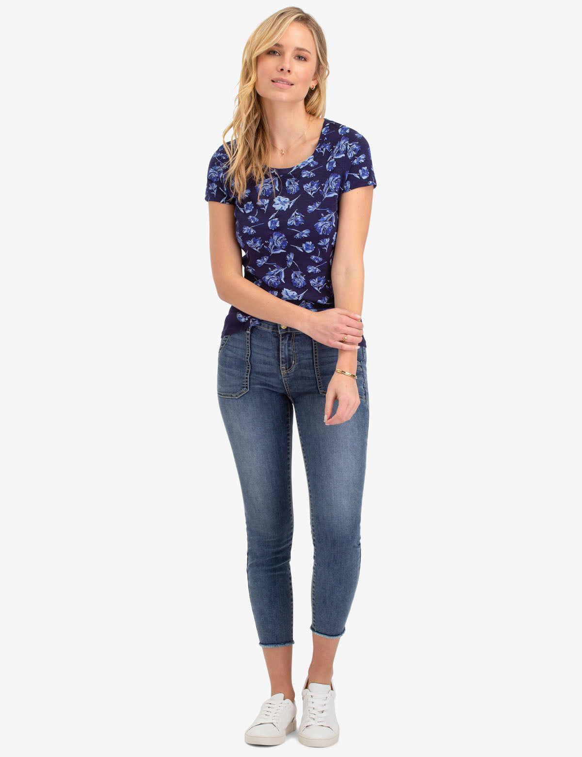 Floral Print Ribbed Top with Short Sleeves | U.S. Polo Assn.
