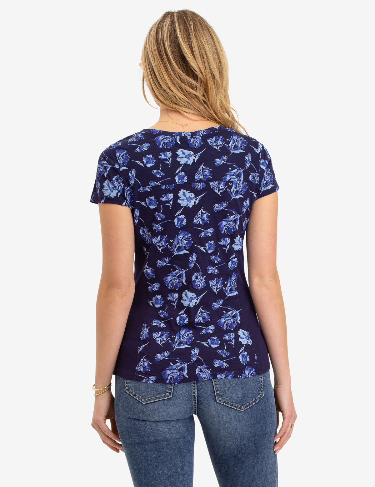Floral Print Ribbed Top with Short Sleeves | U.S. Polo Assn.