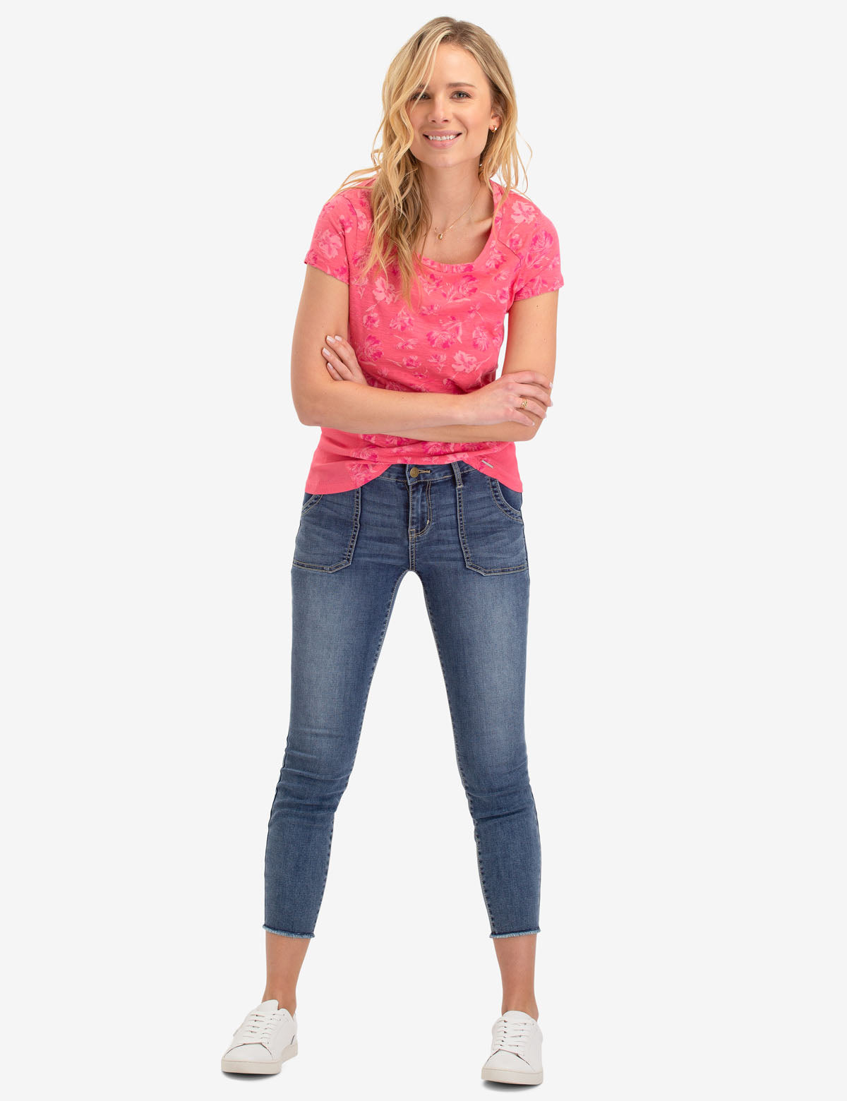Floral Print Ribbed Top with Short Sleeves | U.S. Polo Assn.
