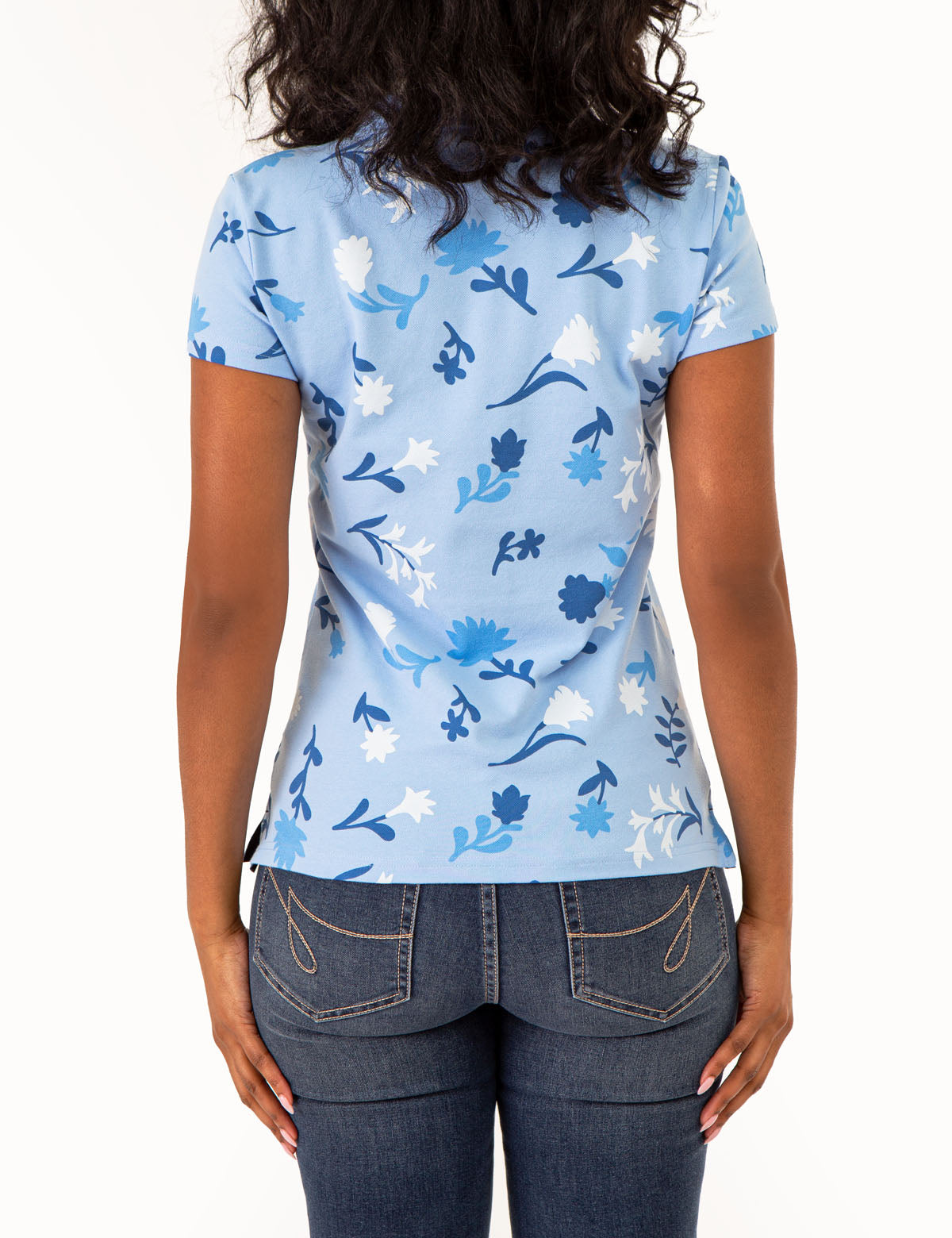 Floral Print Split Neck Polo Shirt for Women | Casual Summer Top