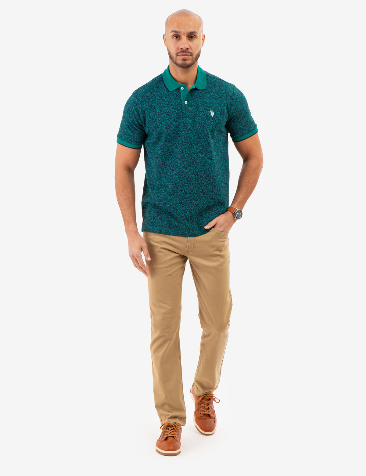 Floral Print Pique Polo Shirt for Men | Casual Summer Wear