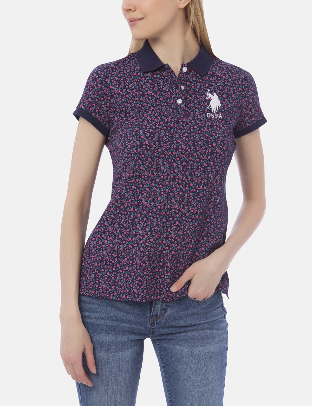 Floral Print Polo Shirt for Men | Cotton Blend & Embroidered Logo