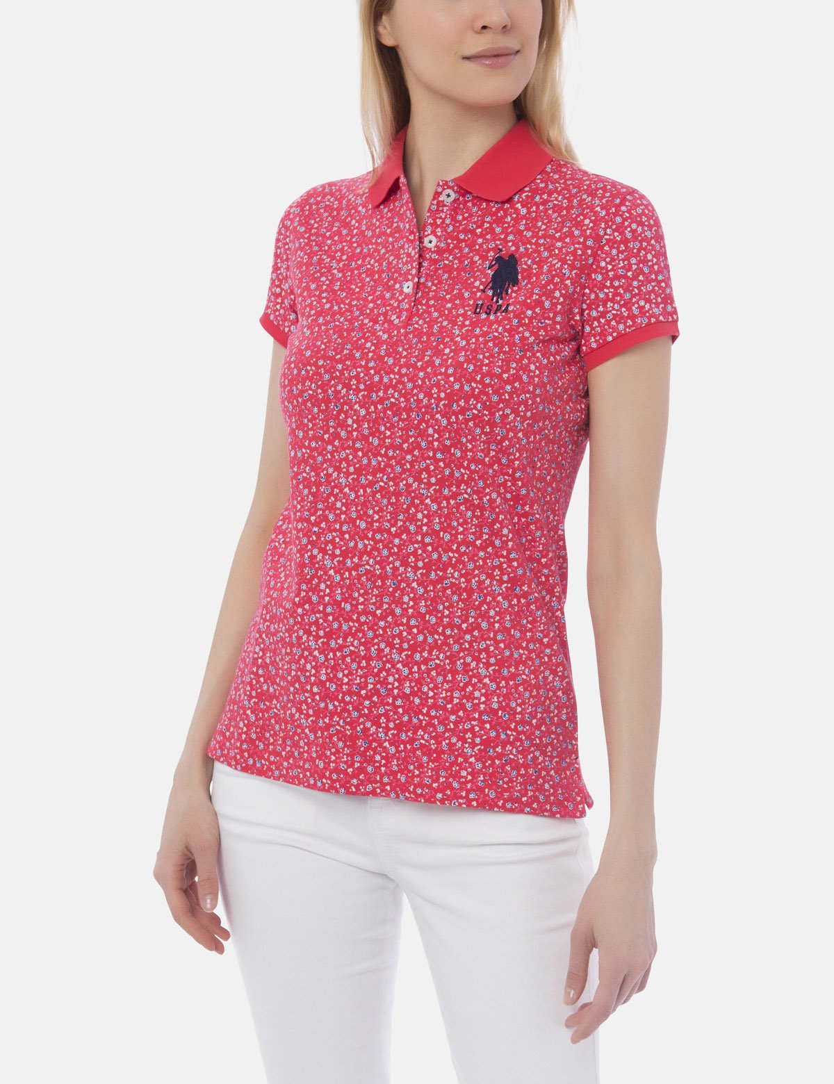 Floral Print Polo Shirt for Men | Cotton Blend & Embroidered Logo