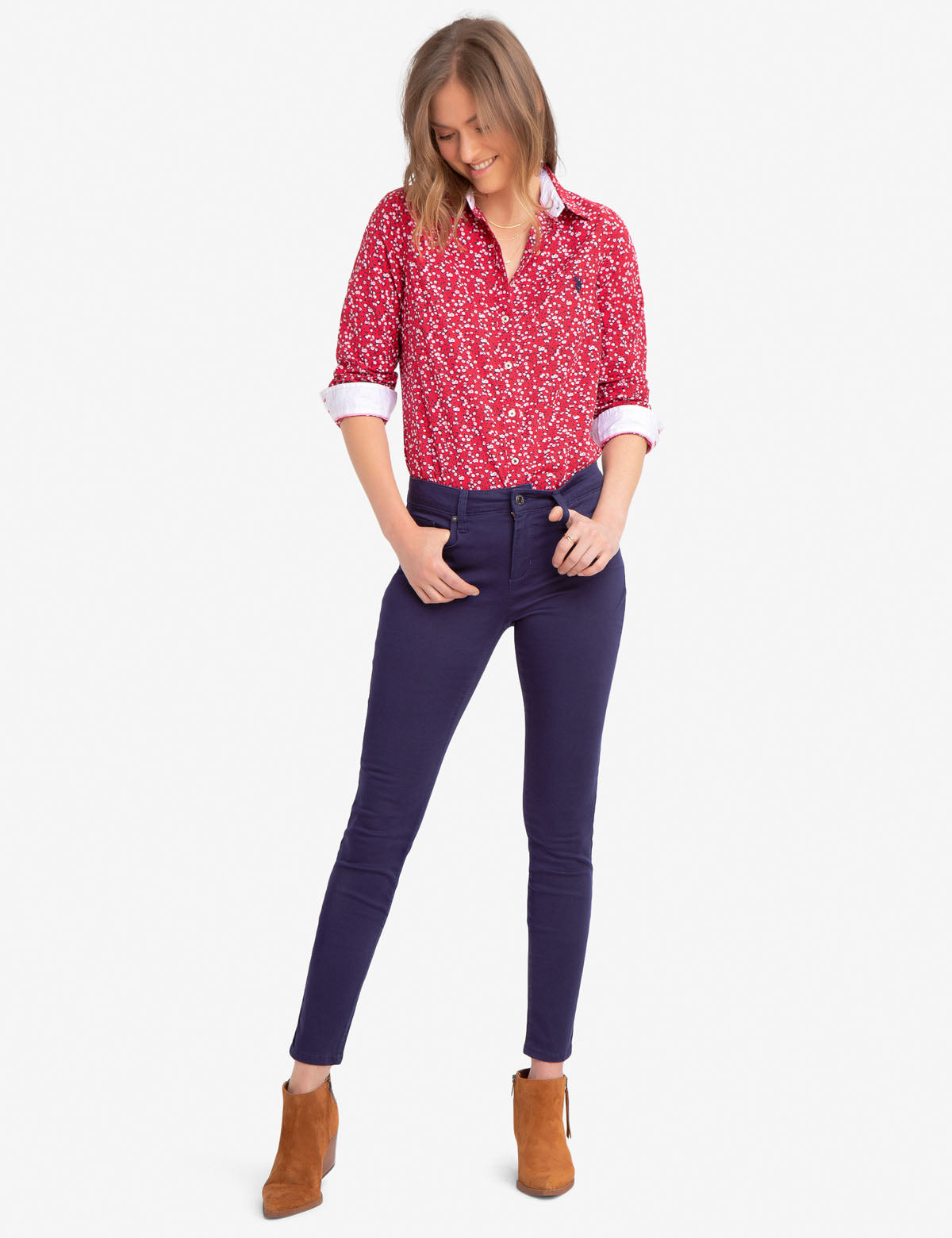Floral Printed Cotton Shirt for Women | Embroidered Logo