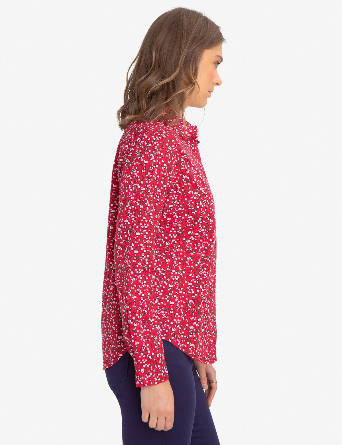 Floral Printed Cotton Shirt for Women | Embroidered Logo