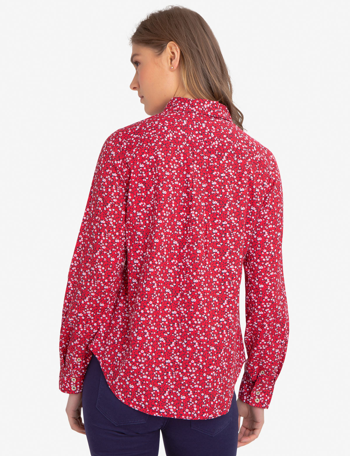 Floral Printed Cotton Shirt for Women | Embroidered Logo