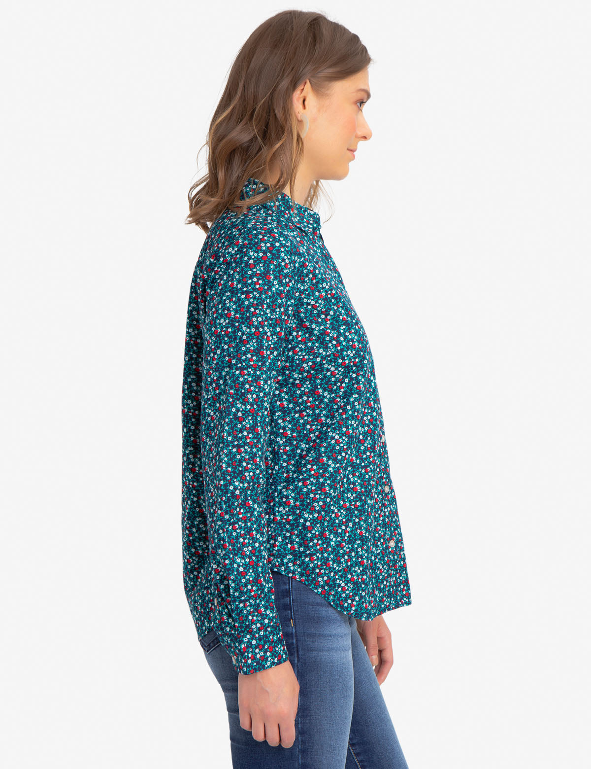Floral Printed Cotton Shirt for Women | Embroidered Logo