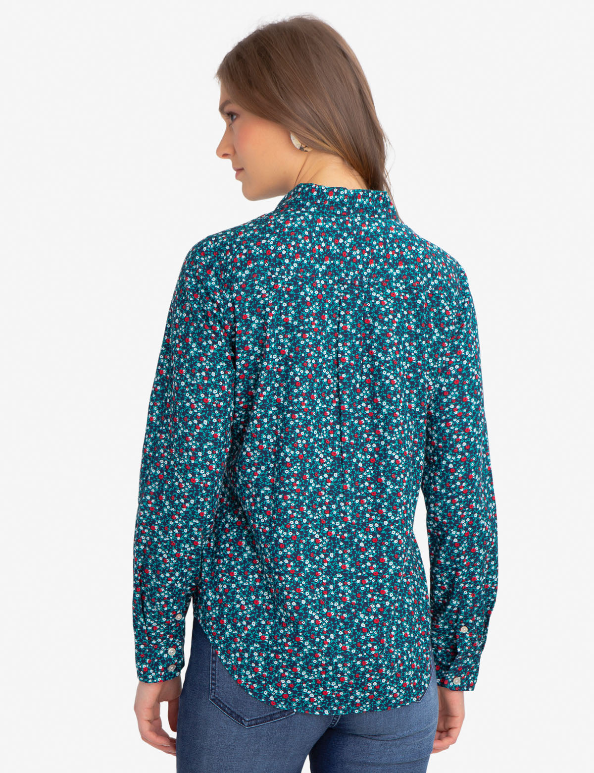 Floral Printed Cotton Shirt for Women | Embroidered Logo