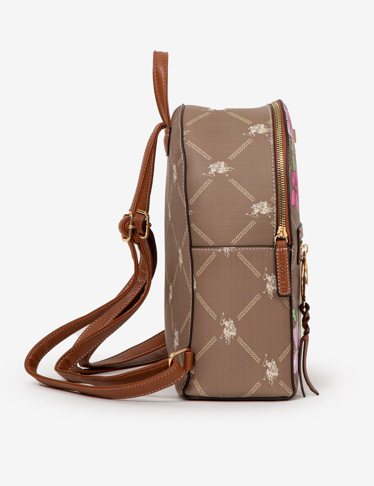 Floral Print Backpack with Zip Pocket & Tassel | USPA Signature