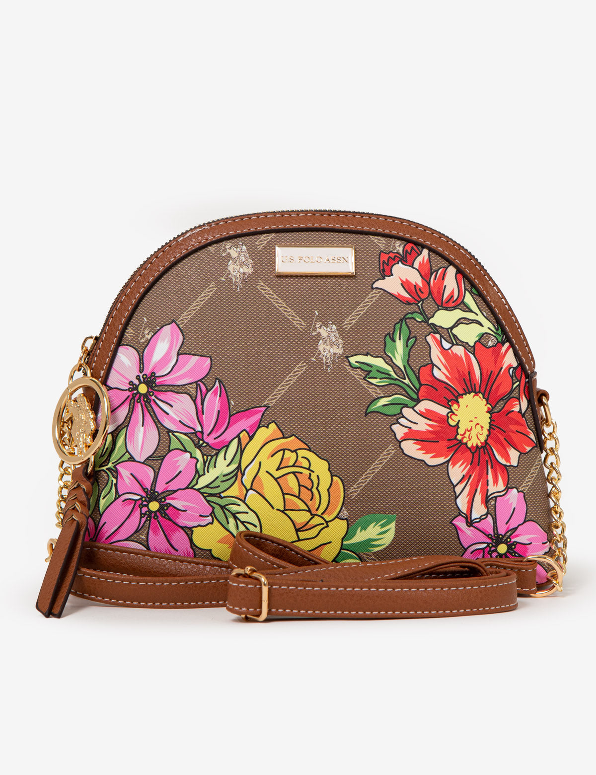 Floral Print Crossbody Bag with Zip Closure & Tassel | USPA Signature