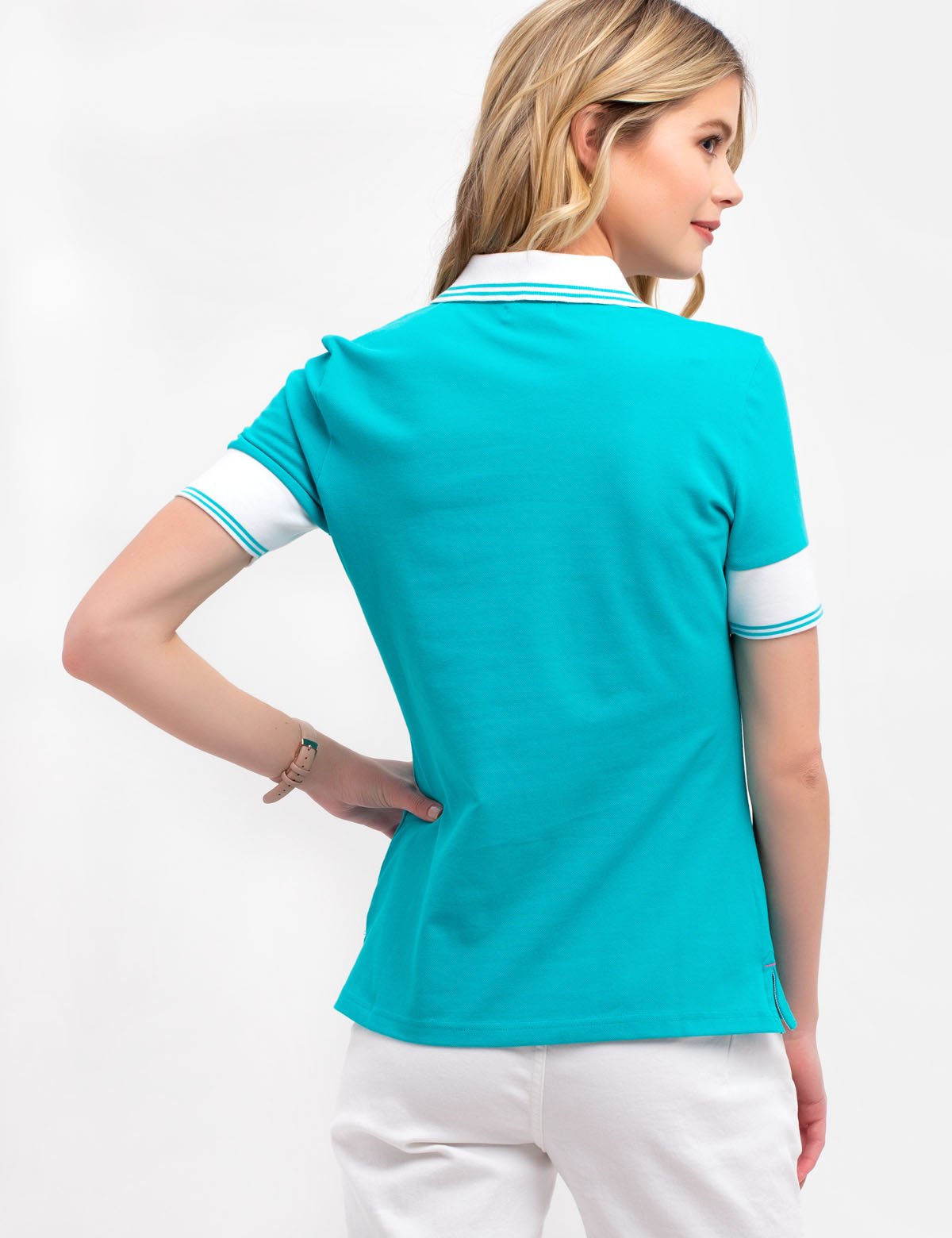 Floral Zip Polo Shirt with Contrast Collar | USPA