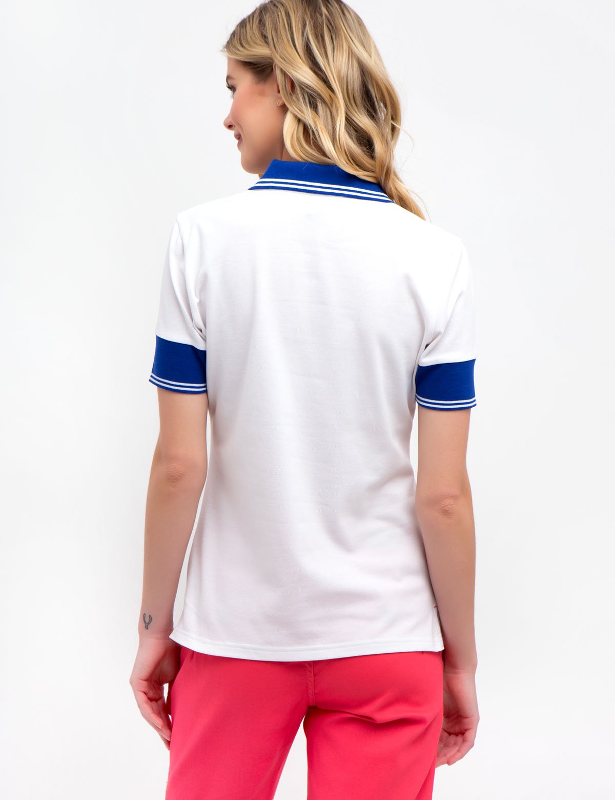 Floral Zip Polo Shirt with Contrast Collar | USPA