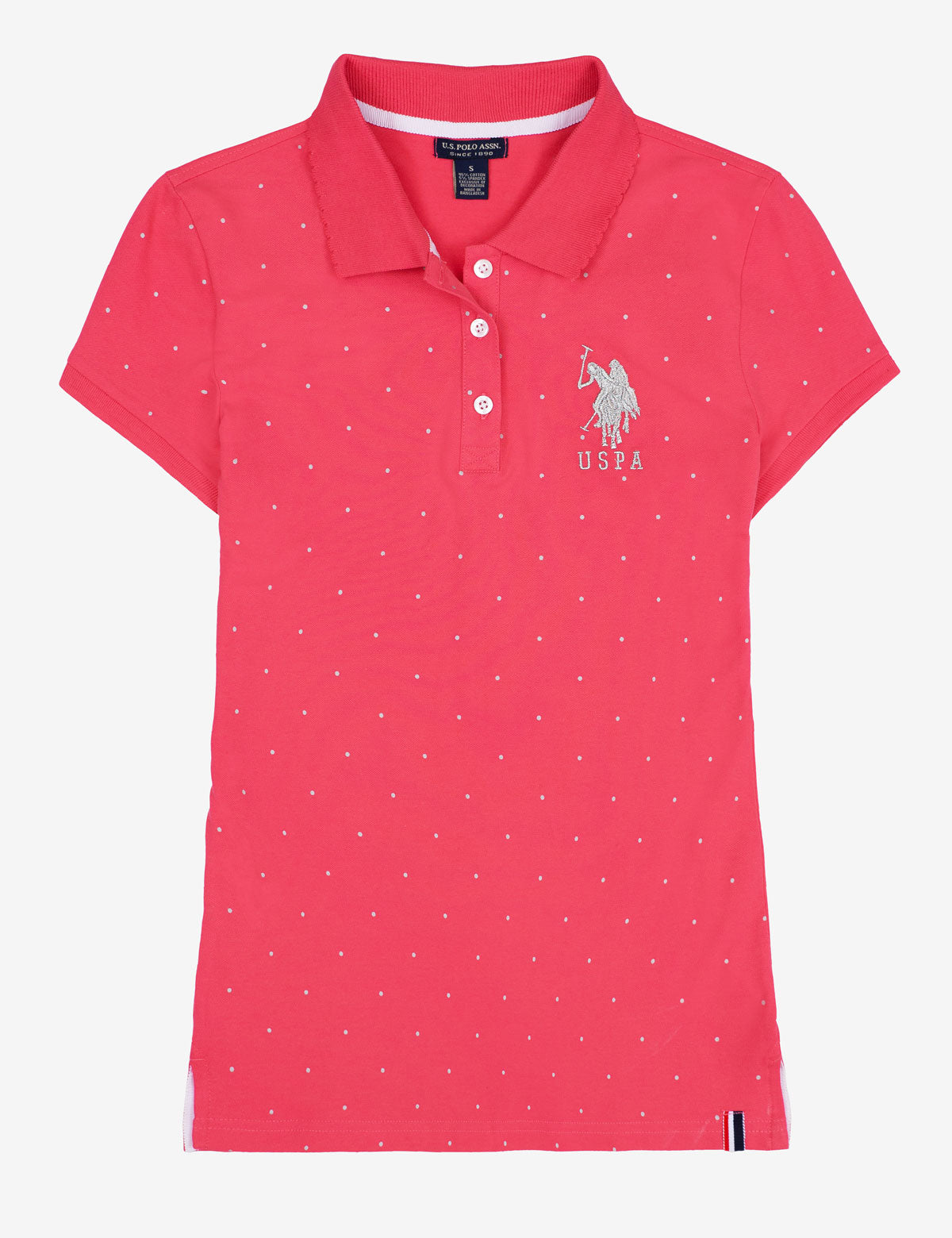 Dot Print Scallop Collar Polo Shirt | FOIL