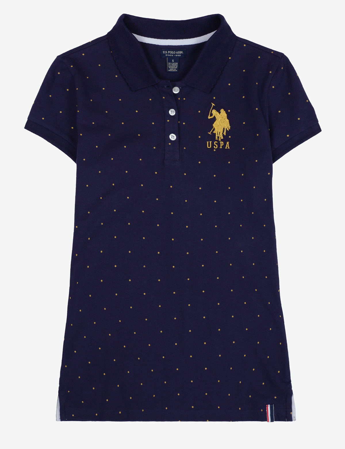 Dot Print Scallop Collar Polo Shirt | FOIL