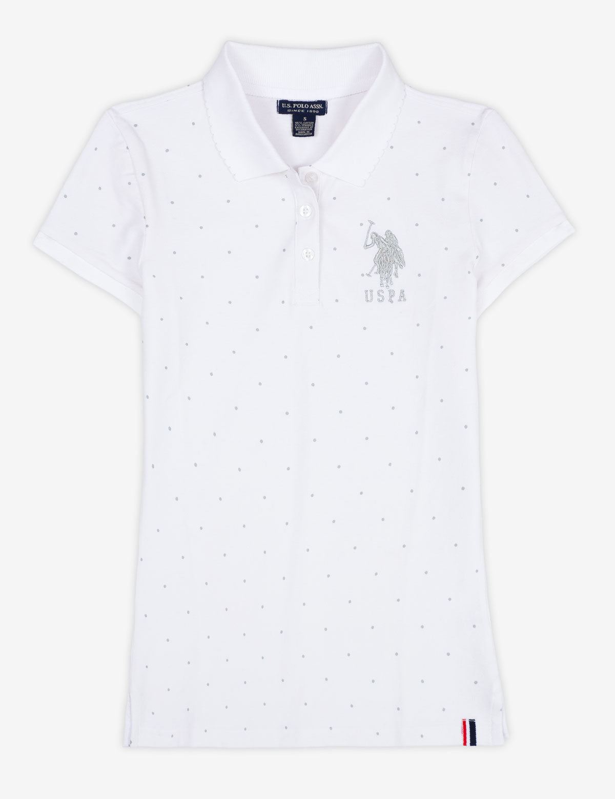 Dot Print Scallop Collar Polo Shirt | FOIL