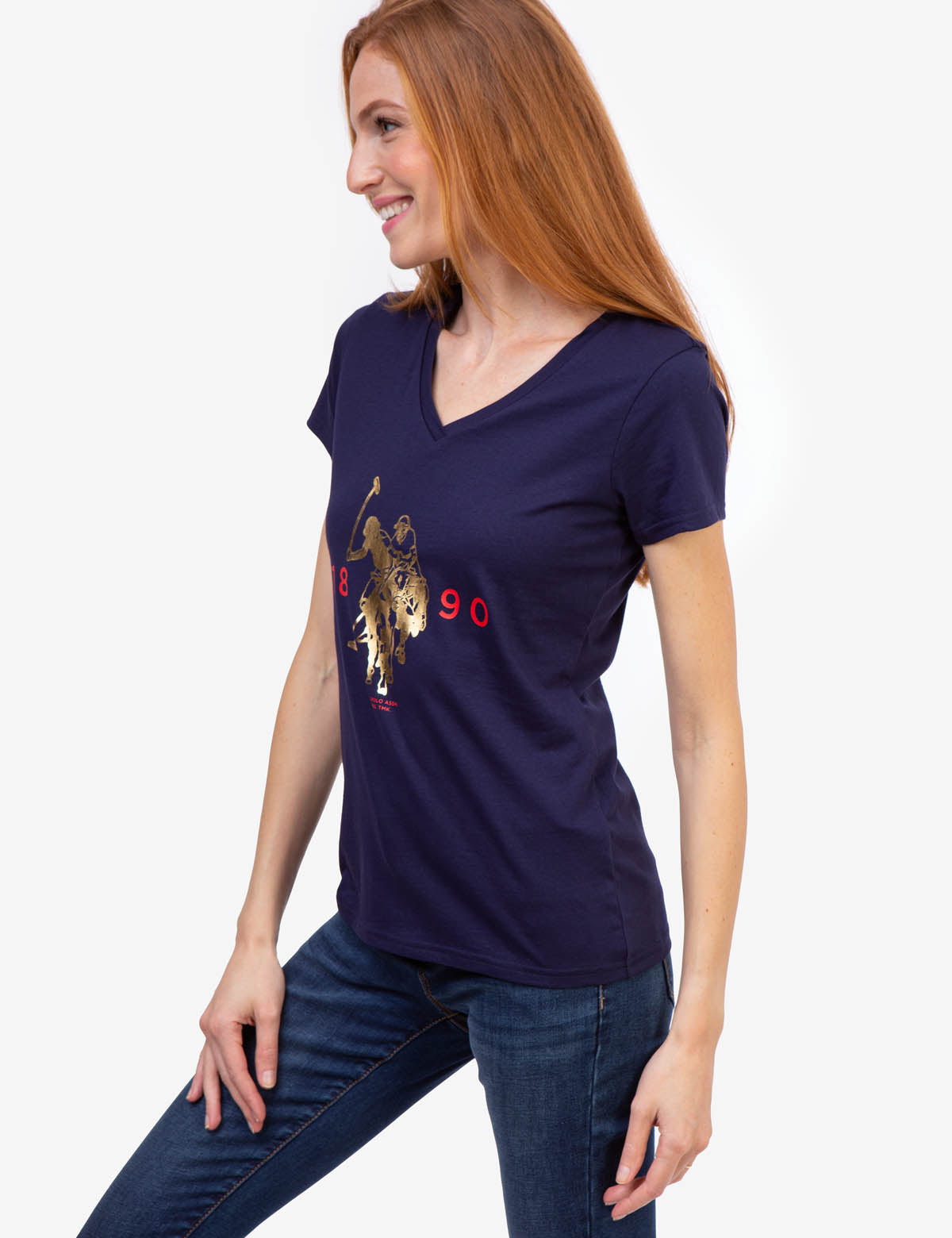 Foil Logo V-Neck T-Shirt for Casual Wear | Stylish & Comfortable