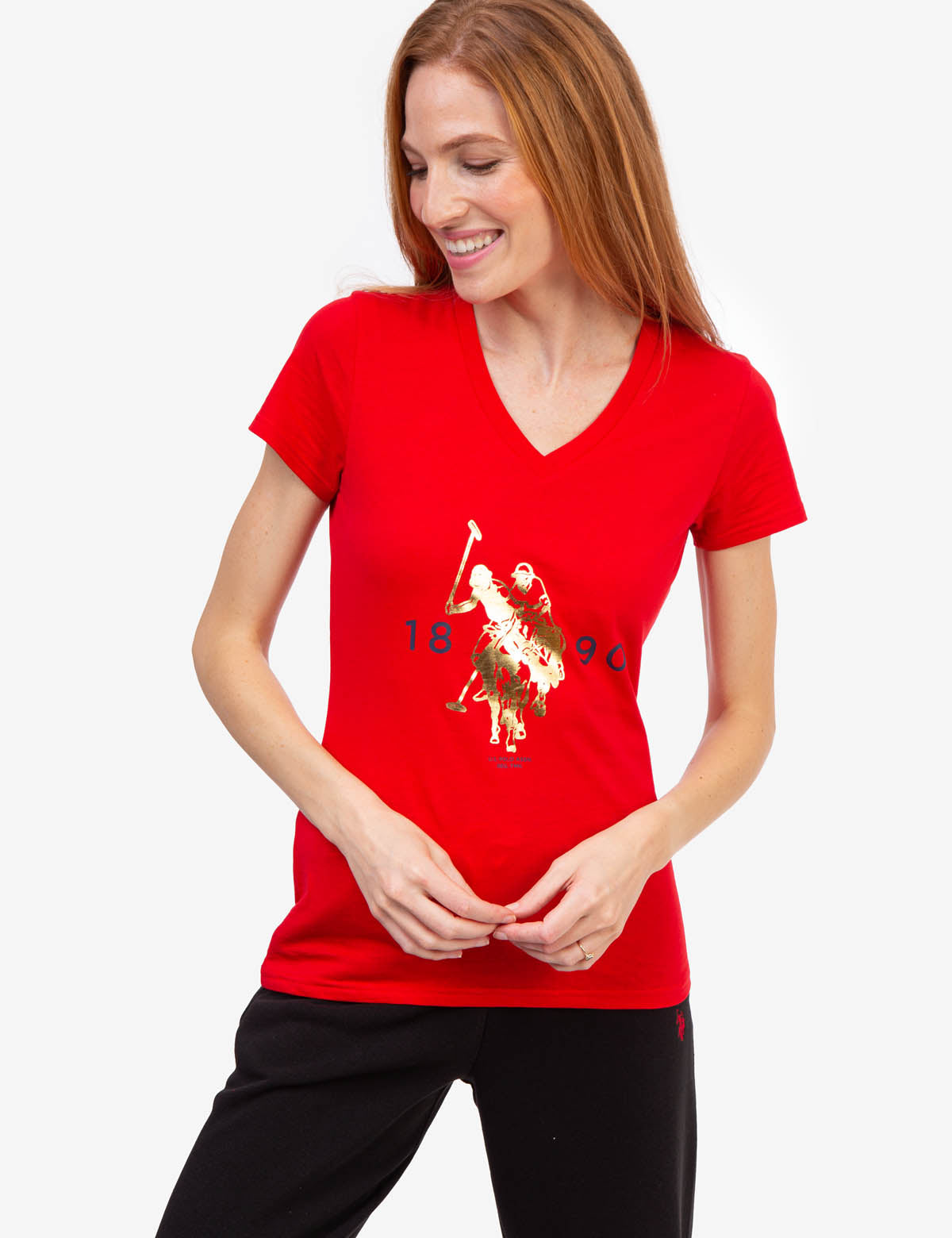 Foil Logo V-Neck T-Shirt for Casual Wear | Stylish & Comfortable