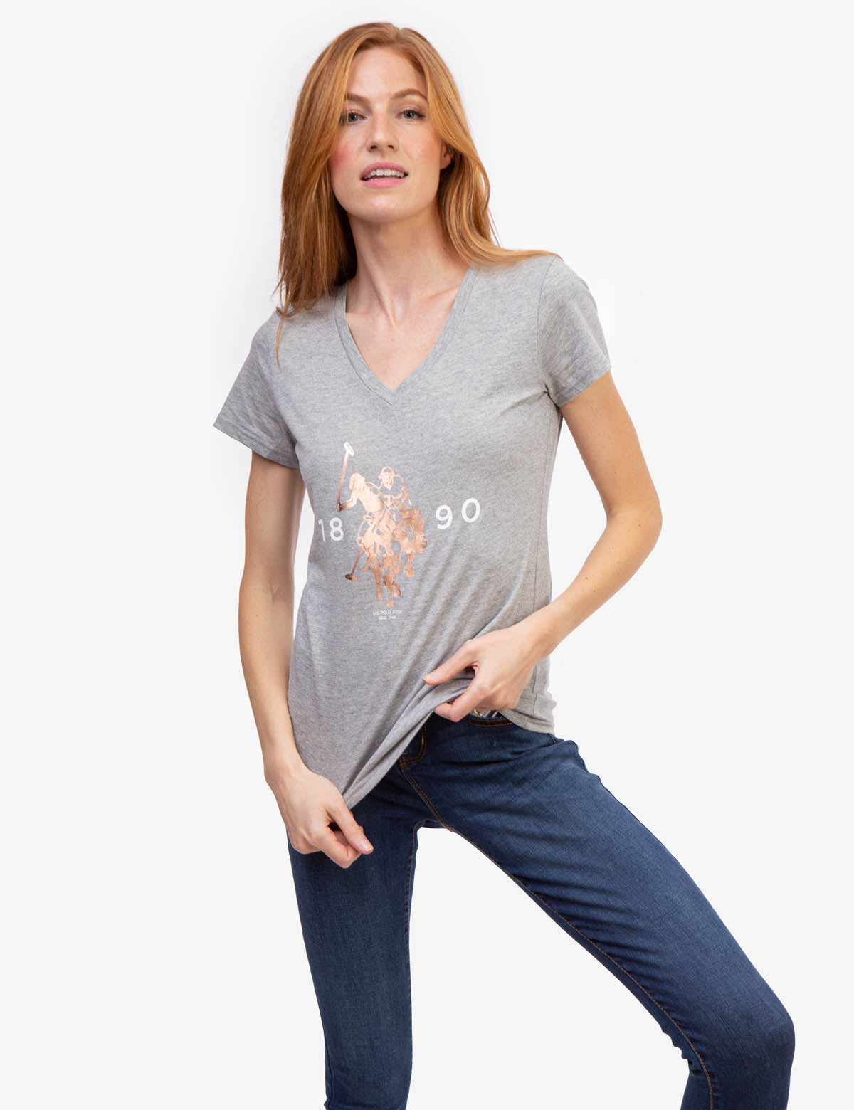 Foil Logo V-Neck T-Shirt for Casual Wear | Stylish & Comfortable