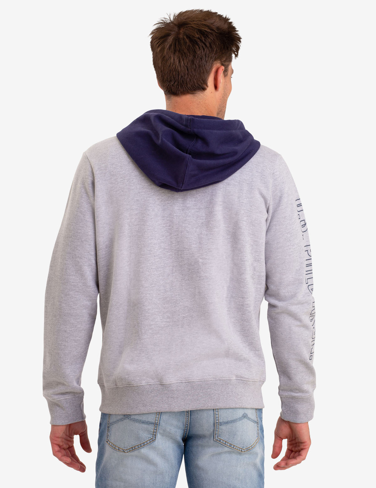 Colorblock Zip Hoodie with Contrast Hood & Logo | Frech Terry