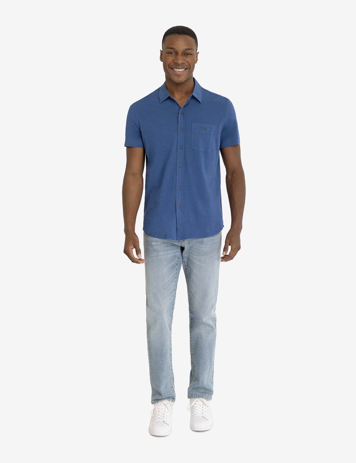 Slub Jersey Shirt with Full Placket | Casual Comfort Fit