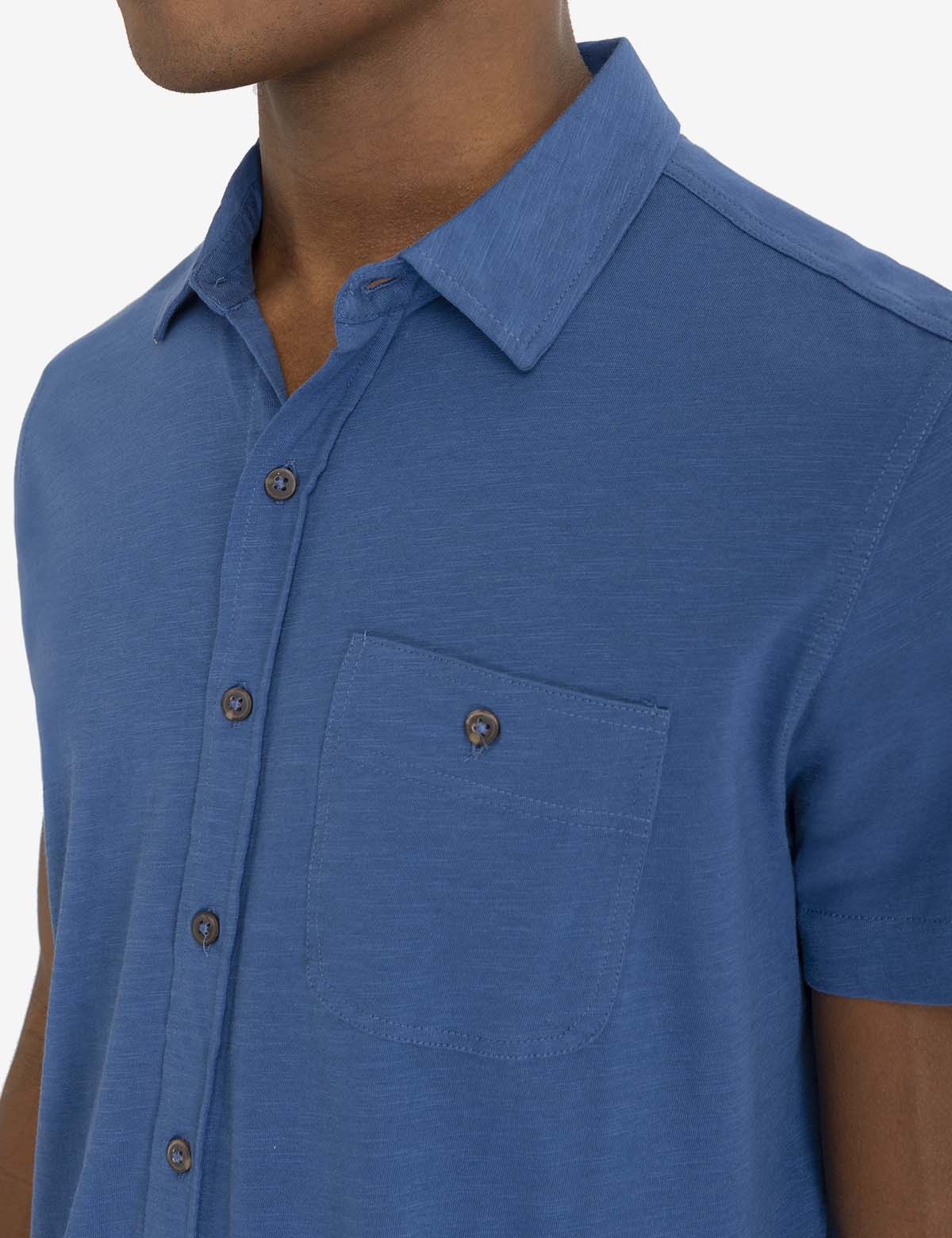 Slub Jersey Shirt with Full Placket | Casual Comfort Fit