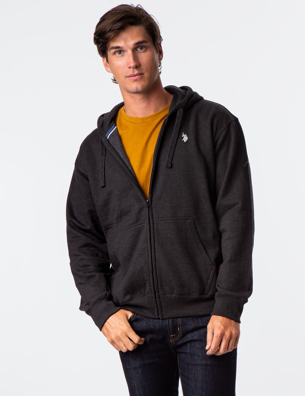 Full Zip Lined Hoodie with Kangaroo Pockets & Ribbed Cuffs