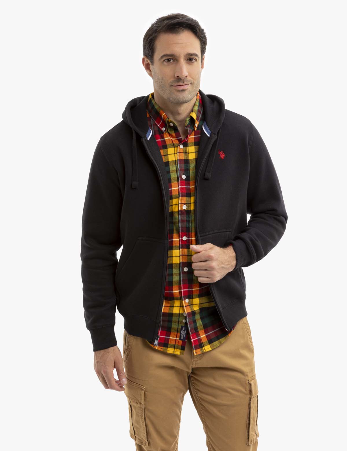 Full Zip Lined Hoodie with Kangaroo Pockets & Ribbed Cuffs
