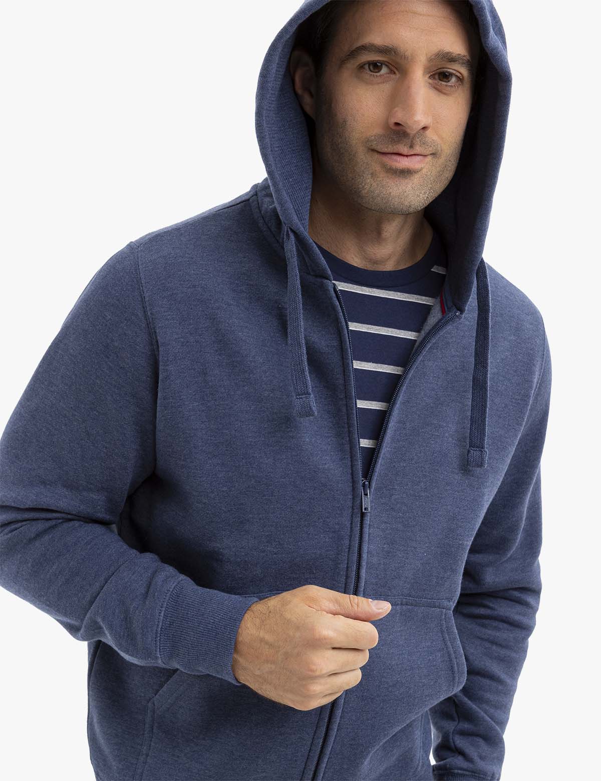 Full Zip Lined Hoodie with Kangaroo Pockets & Ribbed Cuffs