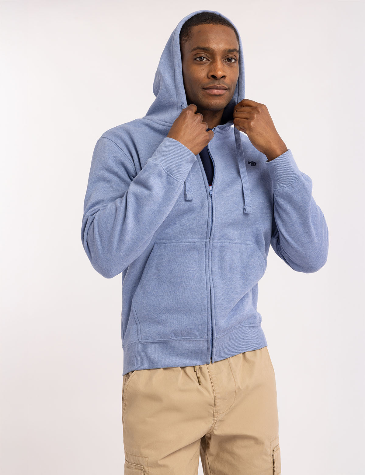 Full Zip Lined Hoodie with Kangaroo Pockets & Ribbed Cuffs