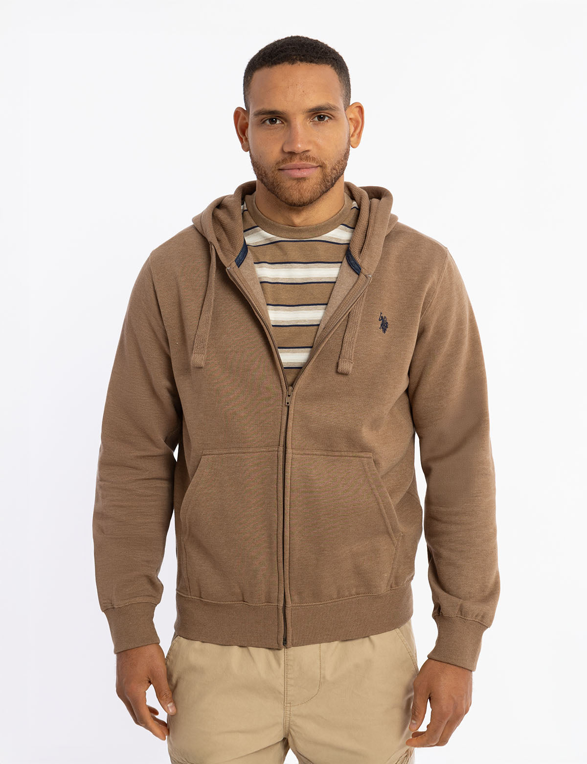 Full Zip Lined Hoodie with Kangaroo Pockets & Ribbed Cuffs