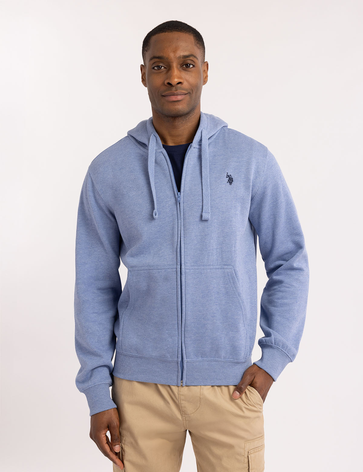Full Zip Lined Hoodie with Kangaroo Pockets & Ribbed Cuffs