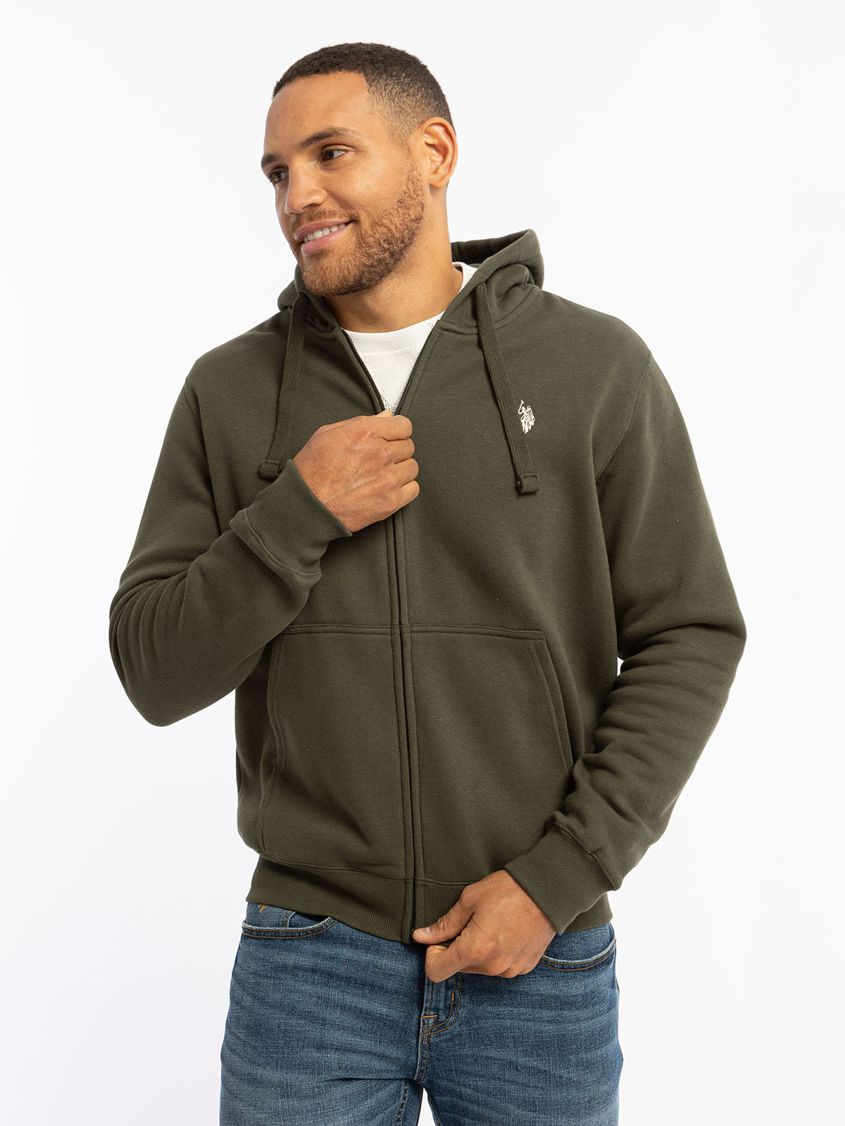 Full Zip Lined Hoodie with Kangaroo Pockets & Ribbed Cuffs
